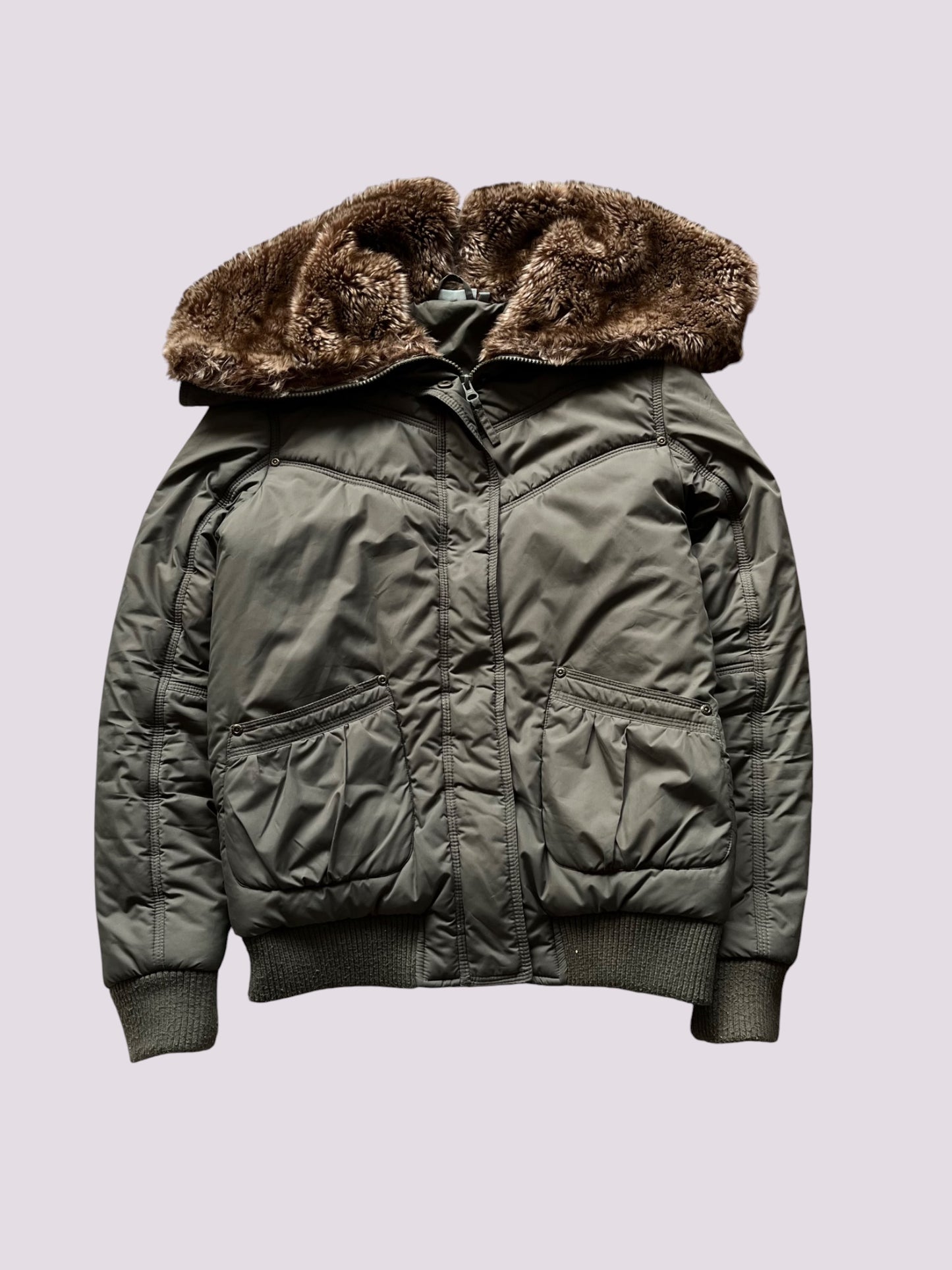 Vintage Militär Fell Jacke