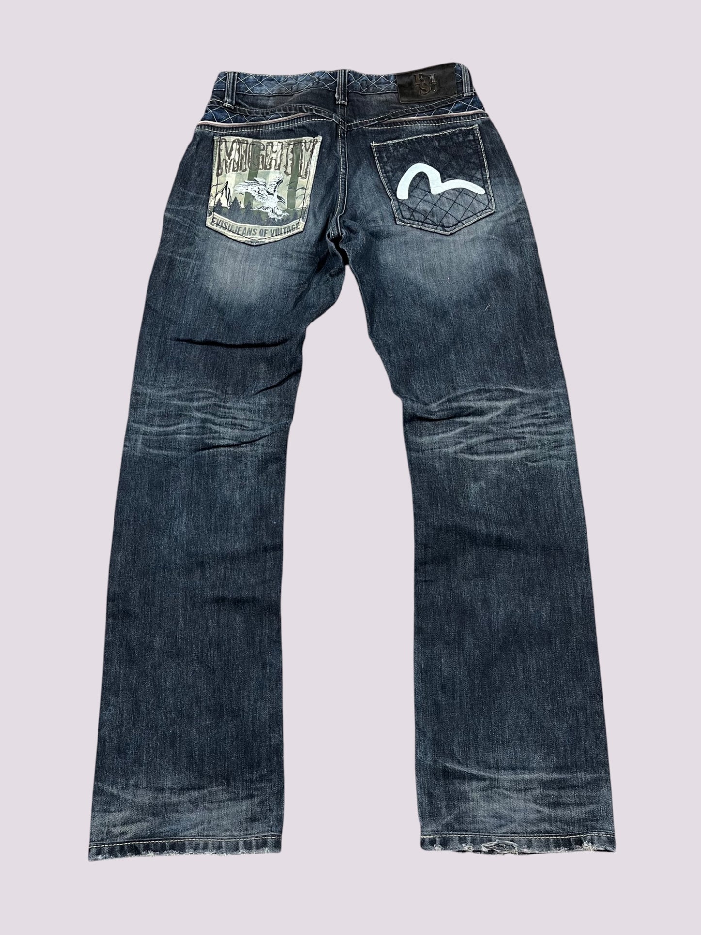 Evisu Washed Straight Leg Jeans