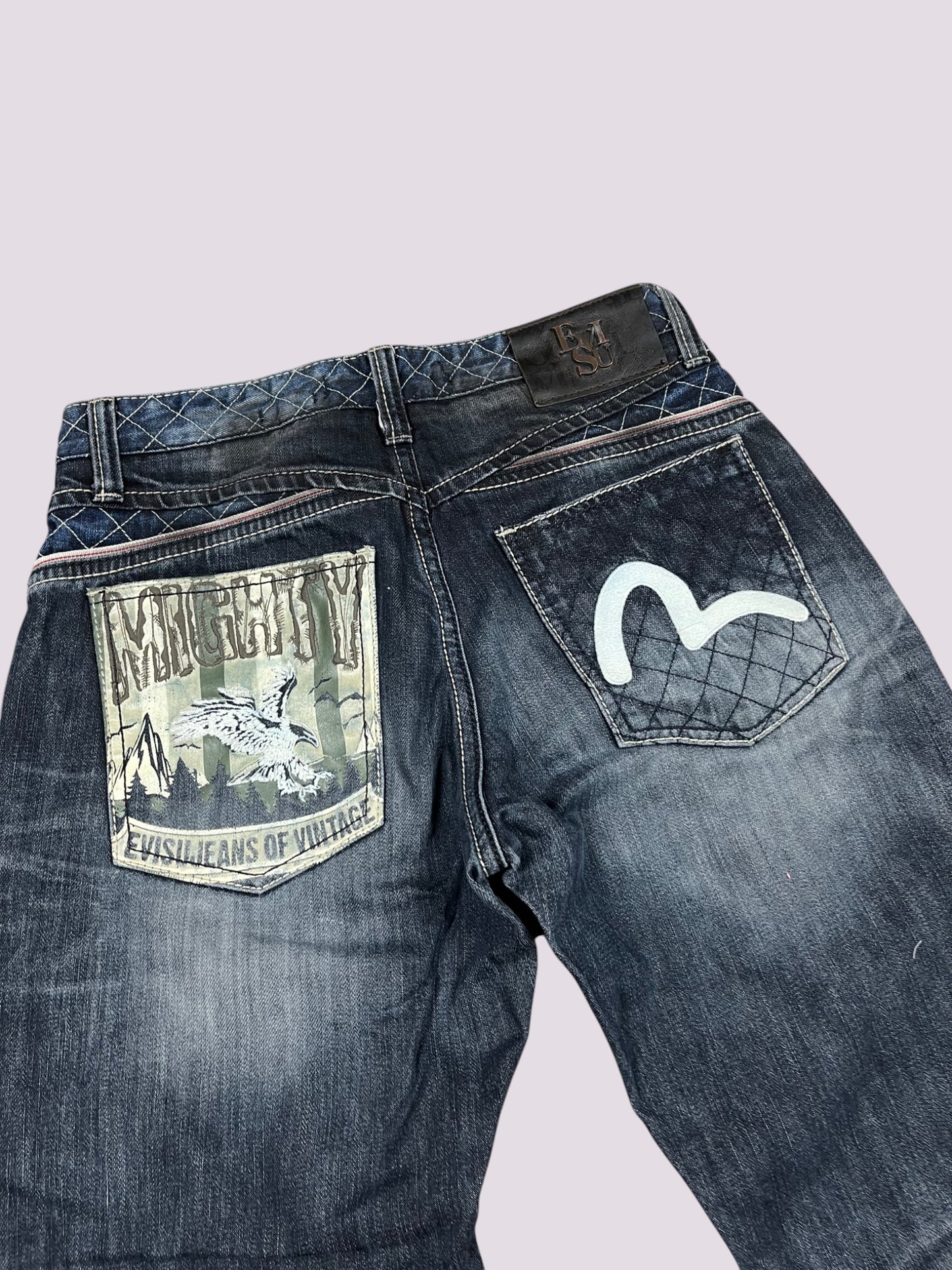 Evisu Washed Straight Leg Jeans
