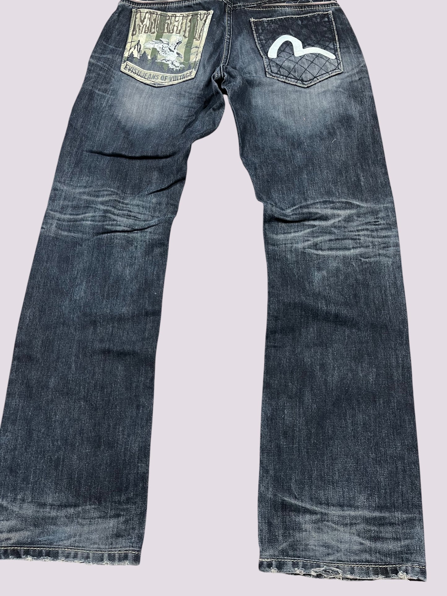 Evisu Washed Straight Leg Jeans