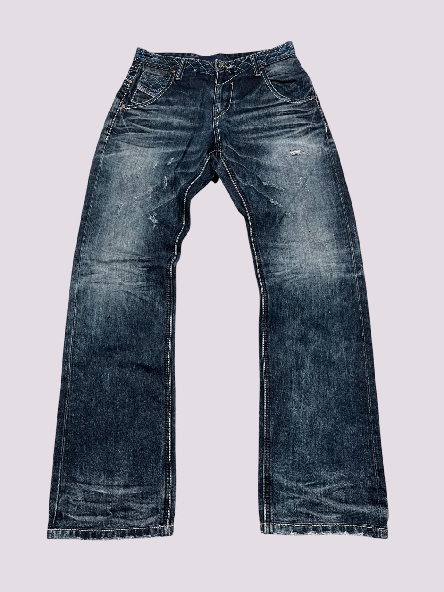 Evisu Washed Straight Leg Jeans