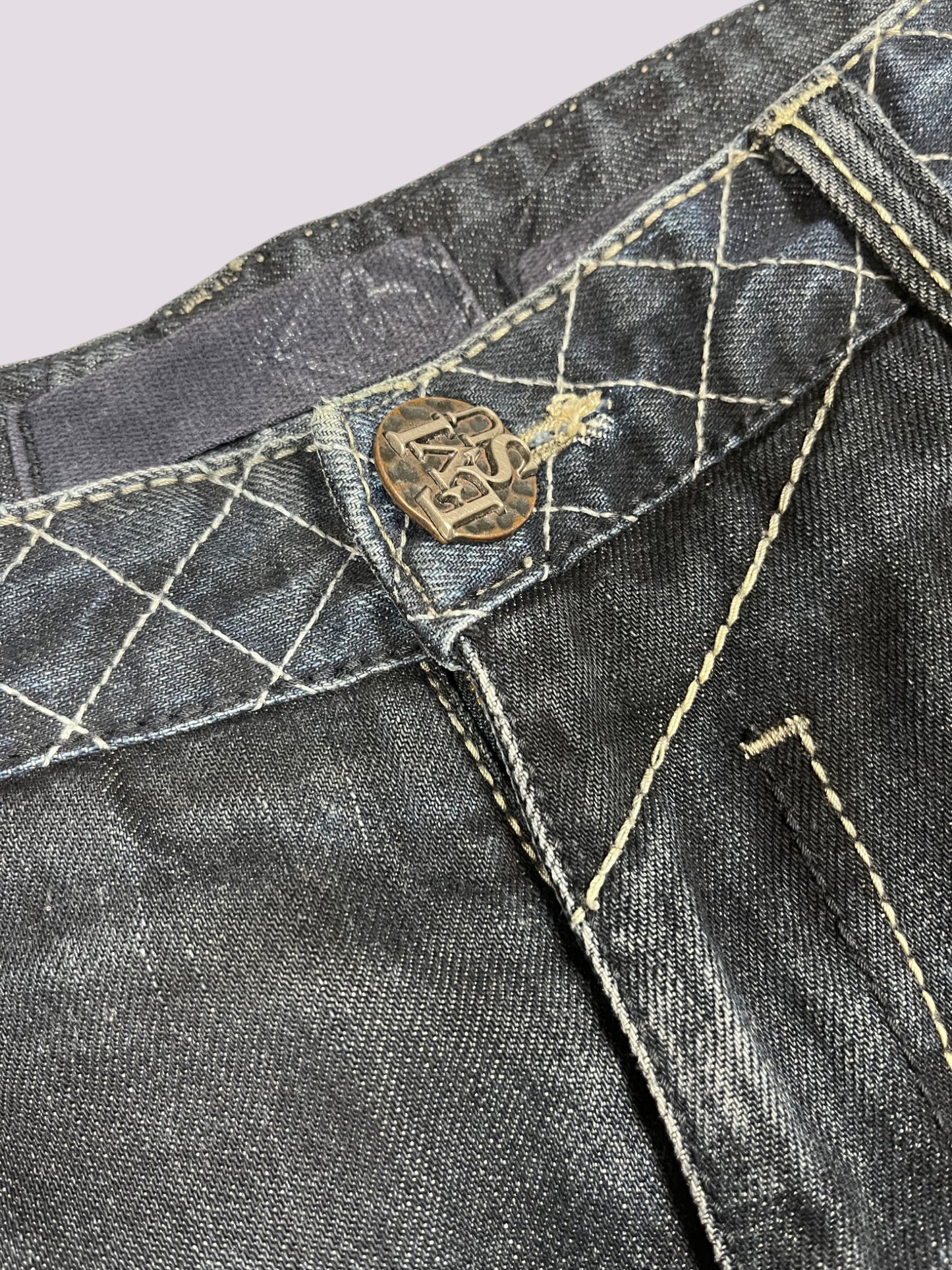 Evisu Washed Straight Leg Jeans